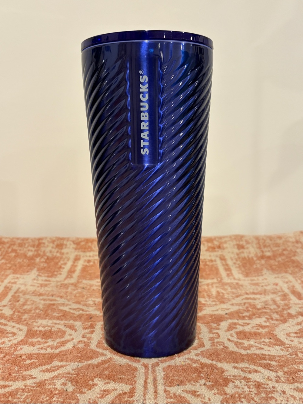 Starbucks 24 oz Blue Spring 2023 Stainless Steel Diagonal Swirl Venti Tumbler